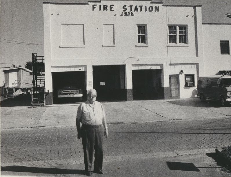 Fire Chief Pounds in front of Boyd Street Fire Station
